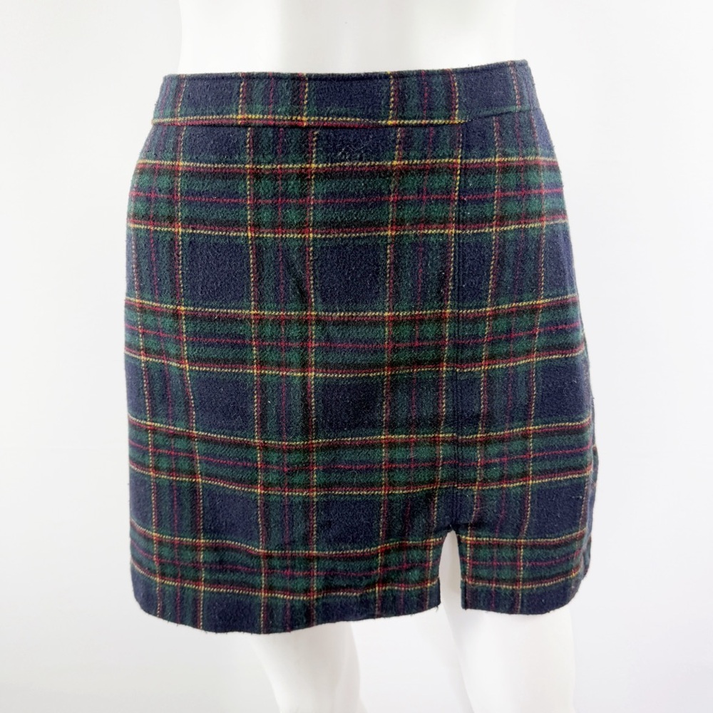Hollister Navy Blue Plaid Ultra High Rise Mini Skirt Size S Tartan Fall Winter - Picture 1 of 8